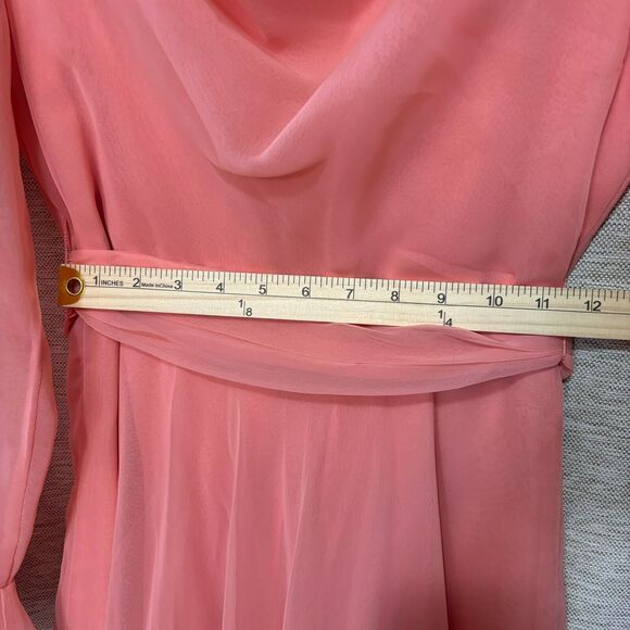 Vintage 1960s Jack Bryan Gown Peach Chiffon Belted Maxi Dress - size 10 - Picture 16 of 16